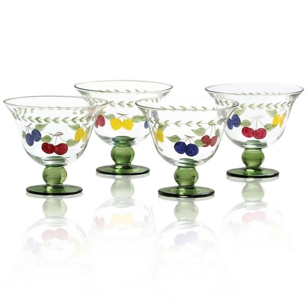 Villeroy and Boch French Garden set of four footed bowls NIB new